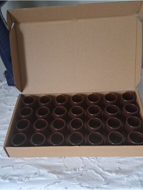 28 PCE Brown round chair leg protectors silicone cap felt slide in box LG
